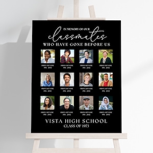 Customizable Class Reunion Memorial Poster Template to Honor Deceased Classmates, School Reunion, Memorial Poster Display, Remembrance Board