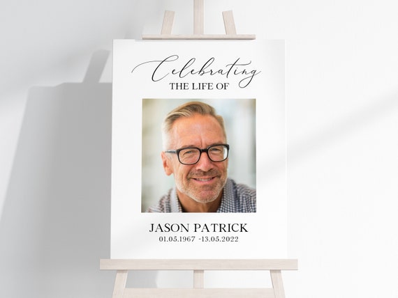 Minimalist Celebration of Life Sign, Funeral Welcome Sign, Elegant Funeral Theme, Memorial Sign for Funeral, Large Easel Sign for Funeral