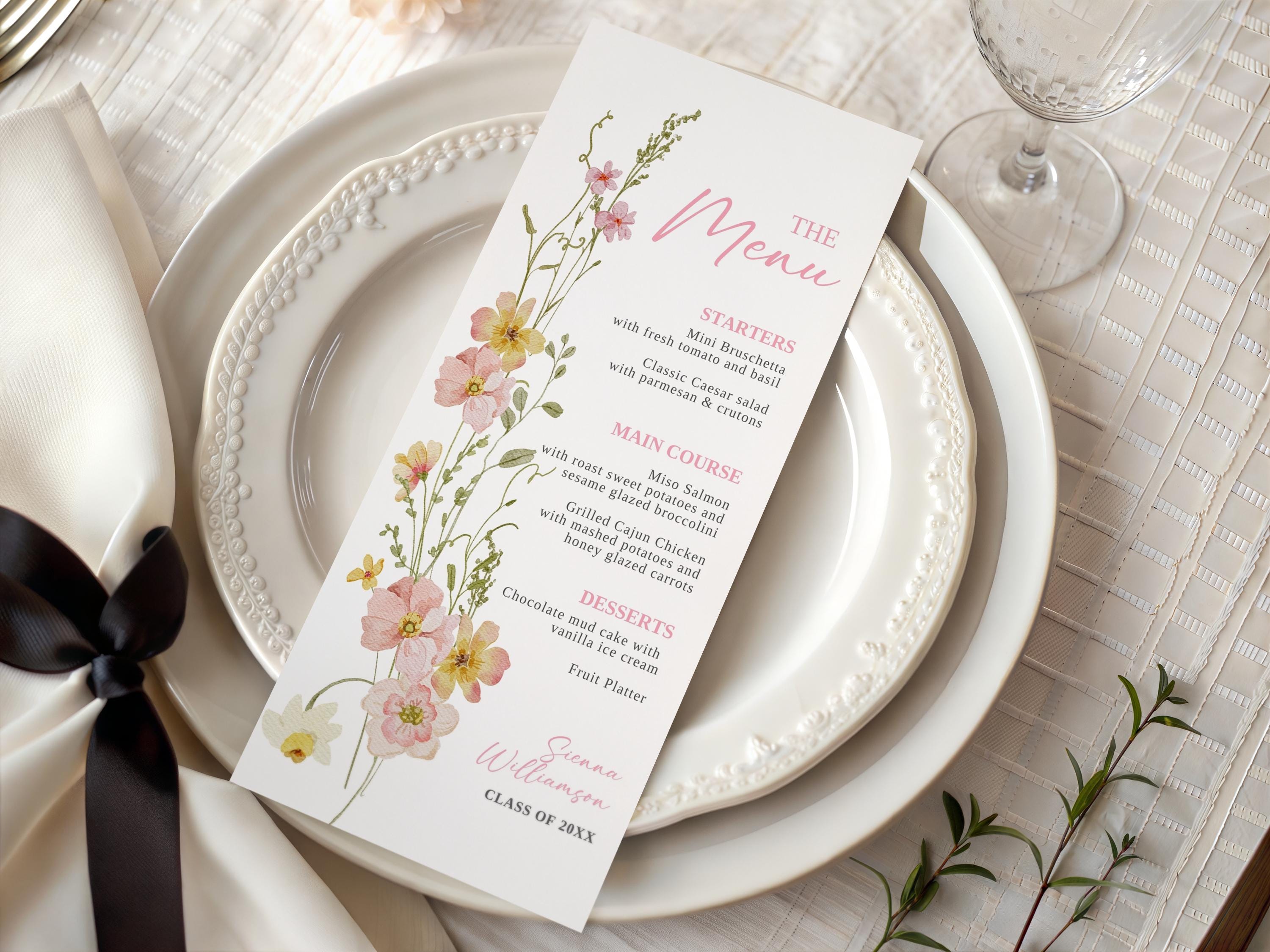 Graduation Puple Menu Card Graduation Dinner Menu Card Template, Grad Party Printable Table Decor ...