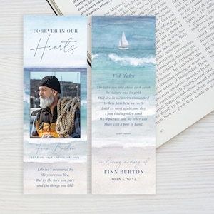Funeral Bookmark TEMPLATE for Fisherman, Celebration of Life Memorial ...