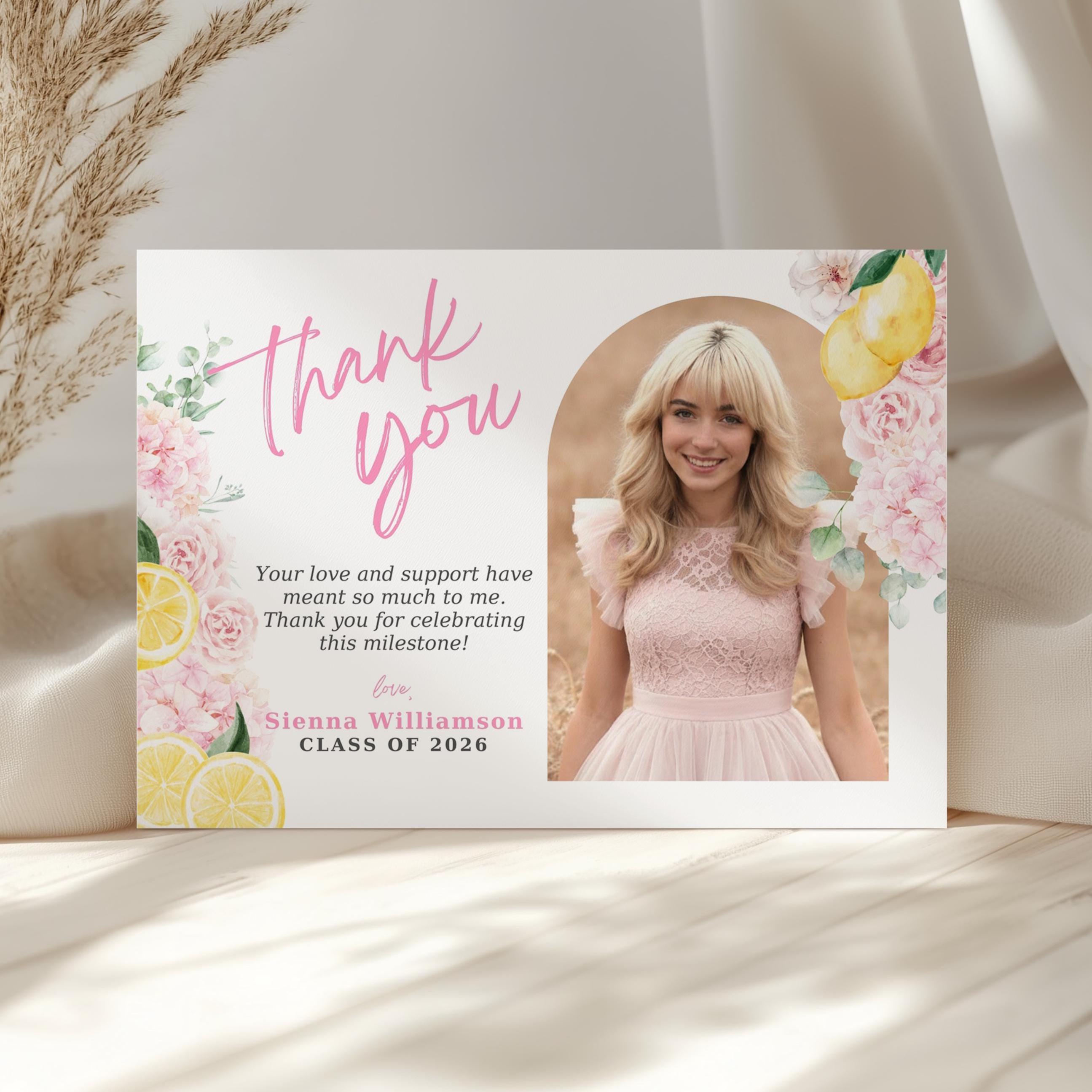 Graduation Thank You Card Template, Freshly Graduated Theme, Grad ...