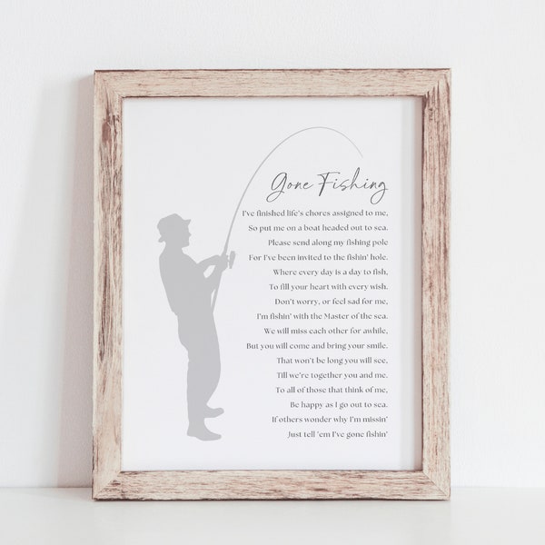 Gone Fishing Funeral Poem Etsy
