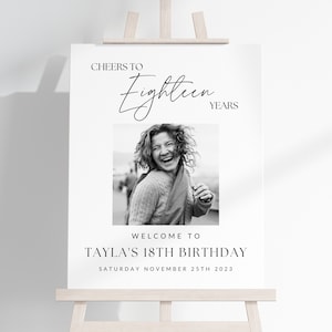 18th Birthday Photo Sign TEMPLATE, Cheers to 18 Years, Customizable Photo Board Eighteenth, Photo Display Poster, Digital Download DIY