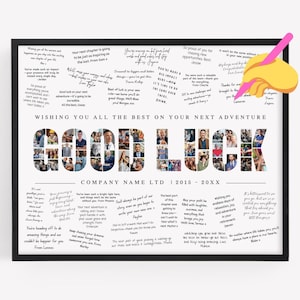 Editable Good Luck Photo Collage TEMPLATE, Personalized Goodbye Going Away Gift, DIY Retirement Present, Memory Board Signature Frame Canva