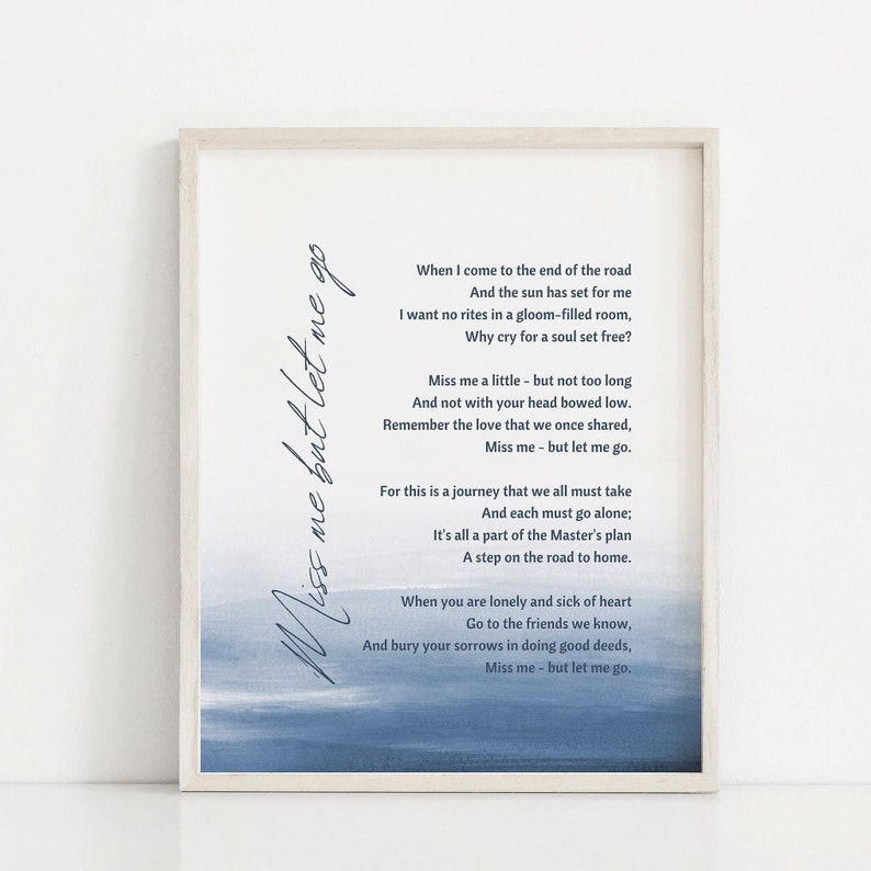 Miss Me but Let Me Go Poem Printable Funeral Poem Ready to Etsy Ireland