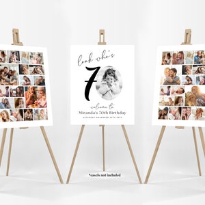 70th Birthday Photo Collage Poster Bundle TEMPLATE, Look who's 70, Customizable Photo Collage Board, Photo Montage Display Seventy