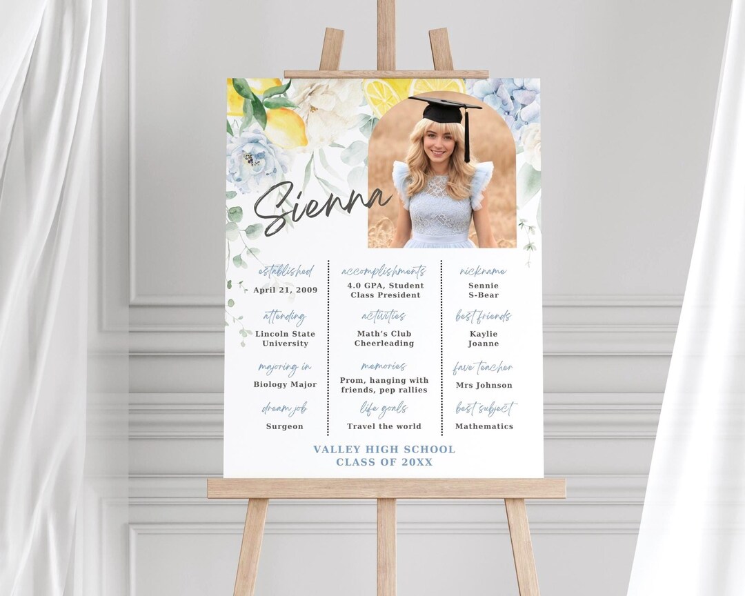 Graduated Milestone Graduation Party Milestone Sign With Photos, Freshly Graduated Poster ...