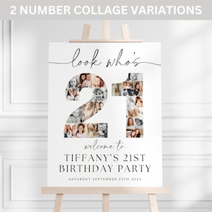 21st Birthday Photo Collage TEMPLATE, Look Who's 21, Customizable Photo Collage Board, Photo Montage Display Poster, Digital Download DIY