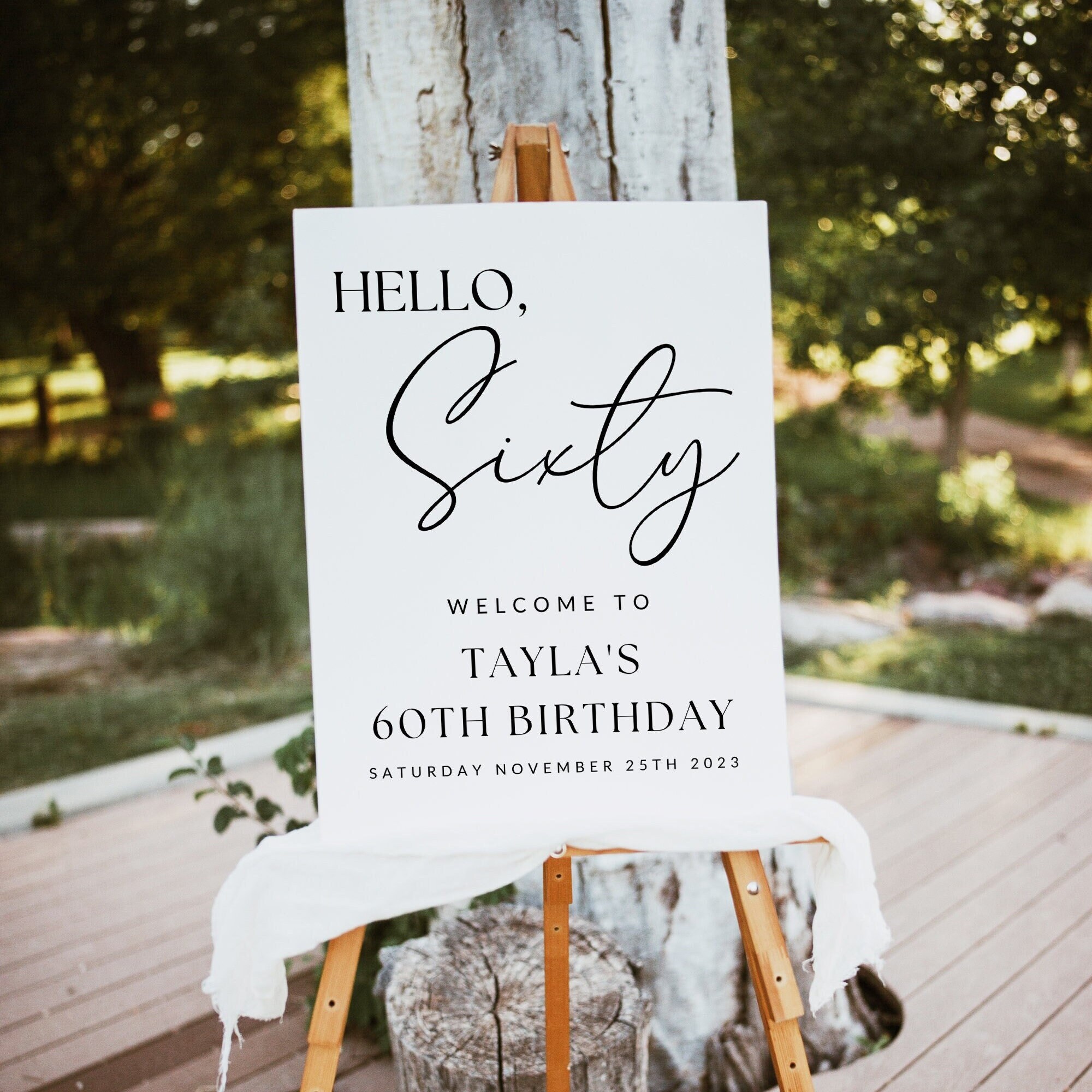60th Birthday Photo Sign TEMPLATE Mimimalist, Hello 60, Customizable ...