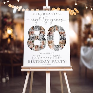 80th Birthday Photo Collage TEMPLATE, Celebrating 80 Years, Party