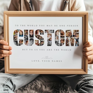 Custom Name Picture Collage TEMPLATE, Personalized Text Photo Collage, Custom Letter Collage, Photo Collage Gift, Word Art Canva Template