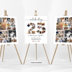 25th Wedding Anniversary Photo Collage Bundle TEMPLATE, Customizable Poster Board, Wedding Anniversary Gift, Digital Download, Canva DIY