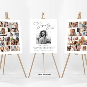 70th Birthday Collage Poster Bundle TEMPLATE, Cheers to Seventy Years, Customizable Photo Collage Board, Photo Montage, Digital Download