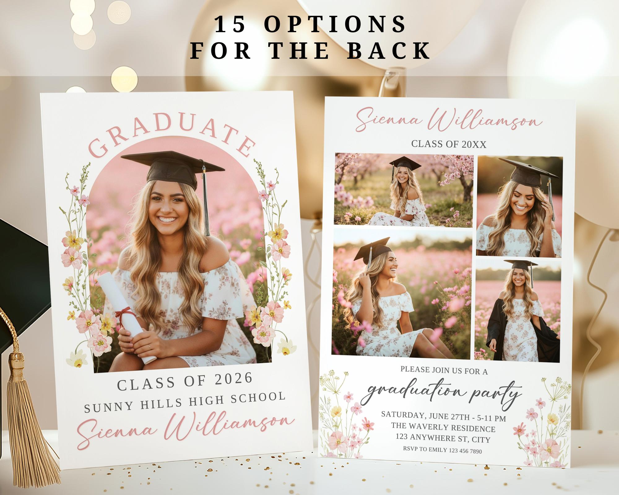 Spring Graduation Theme Graduation Spring Graduation Party Invitation, Floral Graduation Announcement ...