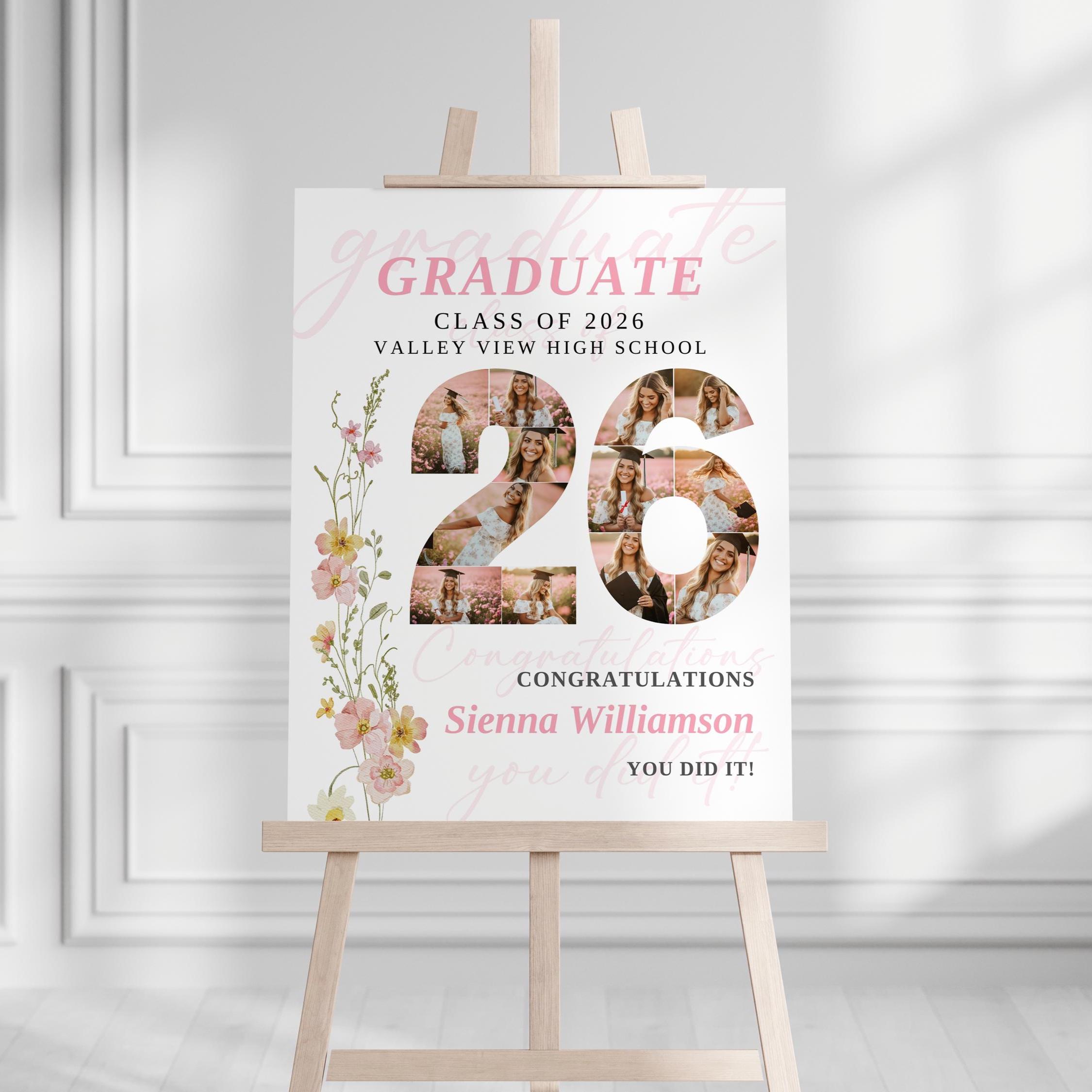 Spring Graduation Month Spring Floral Graduation Poster With Photo Collage, Gift for 2026 ...