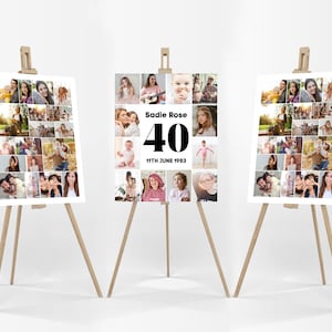 40th Birthday Photo Collage Poster Bundle TEMPLATE, Forty Birthday Collage, Photo Collage Board, Photo Montage Display Digital Download