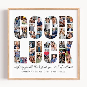 Good Luck Photo Collage TEMPLATE, Personalized Goodbye Going Away Gift, DIY Retirement Present, Memory Board Frame Canva Template