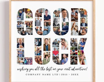 Good Luck Photo Collage TEMPLATE, Personalized Goodbye Going Away Gift, DIY Retirement Present, Memory Board Frame Canva Template