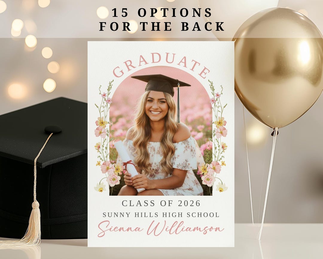 Spring Graduation Month Spring Graduation Party Invitation, Floral Graduation Announcement ...