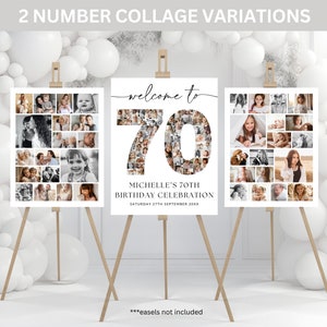 Welcome to 70 Birthday Photo Collage Poster TEMPLATE Set, Number 70 Birthday Welcome Sign, Customizable Collage Board, Party Decor Ideas