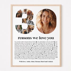 30 Reasons We Love You Photo Collage TEMPLATE, Personalized Birthday Gift for Male Female Mom Dad Grandparent, 30th Anniversary Gift, Canva