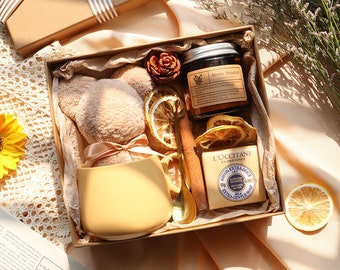 Coffret cadeau SPA, bougie d'aromathérapie relaxante coffret cadeau savon fait main, coffret cadeau serviette en forme d'ours, cadeau de demoiselle d'honneur, coffret cadeau bain pour elle