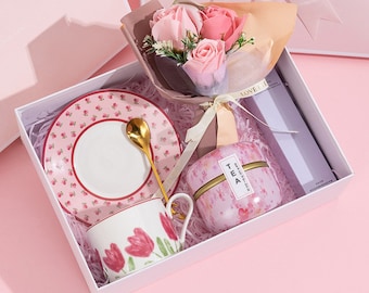 Coffret cadeau hiver chaud, coffret cadeau mariage demoiselle d'honneur, écharpe tasse en céramique, cadeau d'anniversaire pour femme, cadeau d'anniversaire pour elle