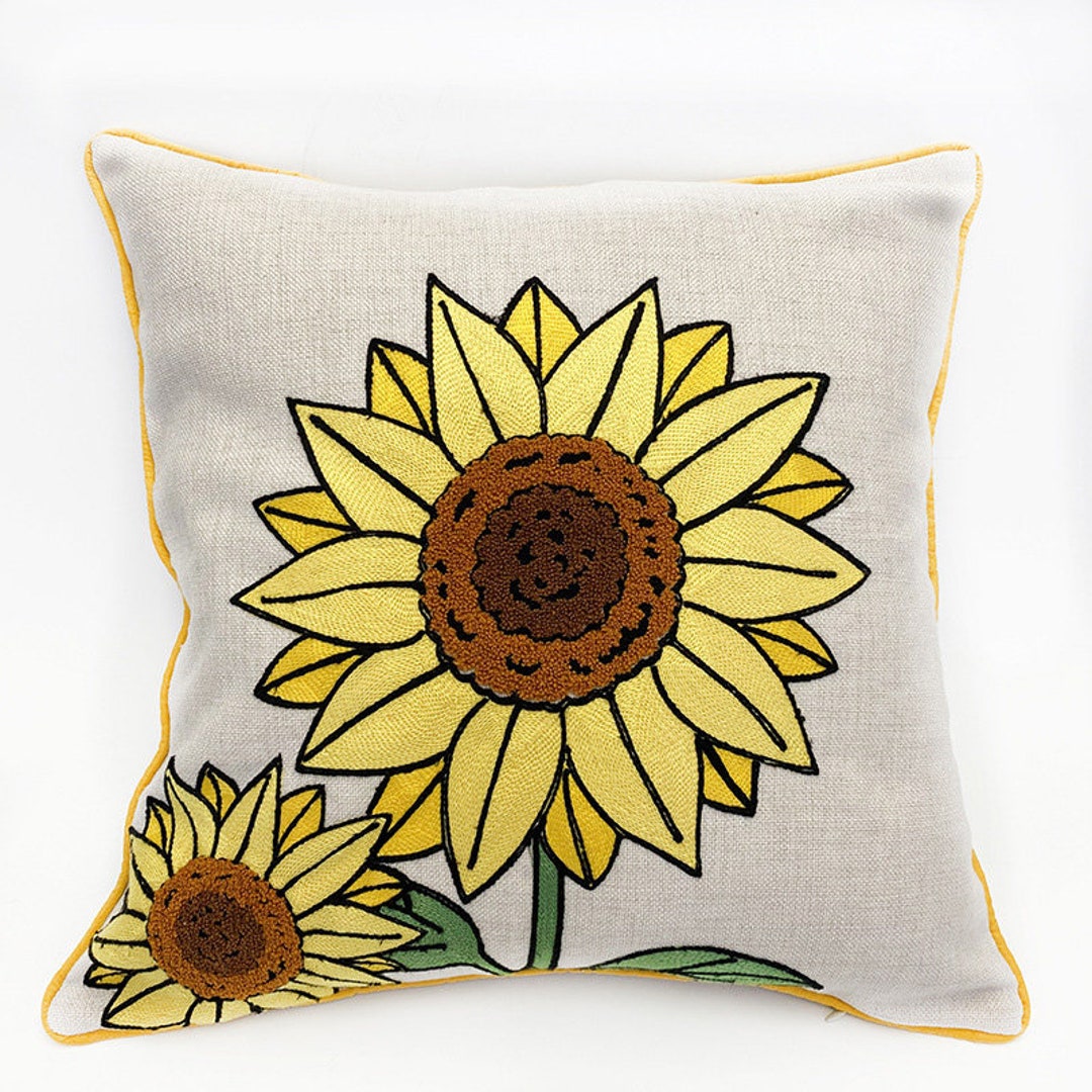 Sunflower Pillow Cover, Nordic Style Flower Cushion Cover, Attic