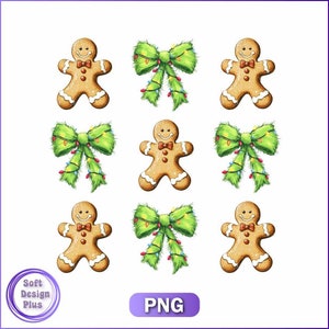 Gingerbread Coquette Bow PNG: Retro Christmas Cookie Clipart (Digital Download)