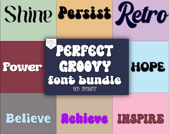Groovy Font Bundle: Retro Alphabet SVG, Cricut Fonts (TTF)