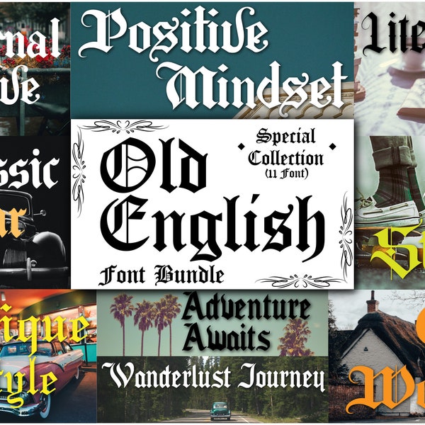 Old English Font Ttf, Otf, Bundle, Cricut, Silhouette, Vintage Font, Instant Download