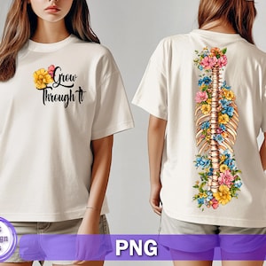Crecer a través de él Png, Motivación Png, Diseño de inspiración, Esqueleto floral Png, Muerto por dentro Png, Regalo de motivación, Columna floral Png
