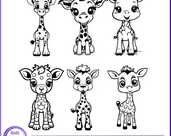 Giraffe Svg bundle , Baby Giraffe Svg, Clipart, Baby Giraffe Clipart, Instant Download, Baby Giraffe Png, Svg files for Cricut