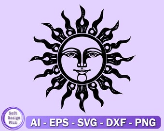 Boho Sun SVG: Mystical Sunshine Cut File (Digital Download)