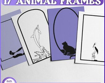 animal frame bundle SVG, Cricut, Silhouette, Circle Frame,Oval,Doodle, Kid Frame,