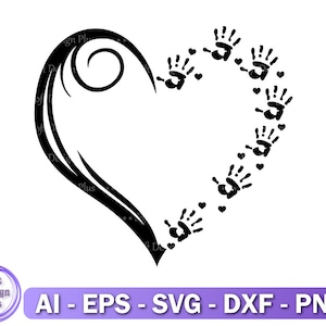 Hart en babyhanden Svg, Png, hart Cricut, Baby Handen Design, Graveerbaar bestand, verjaardag Baby Svg, Newbaby Svg, Instat Download