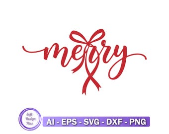 Christmas Ribbon Merry SVG,Merry Christmas Svg, Holiday Bow SVG, Festive Season Shirt Design, Trendy Christmas Gift, Merry Coquette Bow SVG