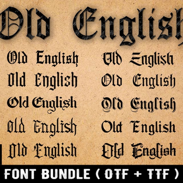 Old English Font Ttf, Otf, Bundle, Cricut, Silhouette, Vintage Font, Instant Download