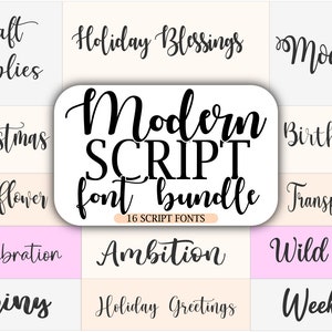 Modern Script Font Bundle/ Calligraphy Fonts/ Wedding Fonts/ Handwritten Fonts/ Cricut Font Bundle/ Script Fonts/ 16 Fonts