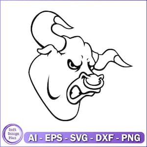 Bull Head Svg, Instant Download, Bull Svg, Bull Clipart, Bull Silhouette, Bull Png, Animals Silhouette, Bull Head