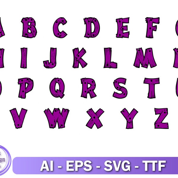 Wood Alphabet Font  Svg, TTF, Cricut, Silhouette, Cuttable File, Font with Letters and Numbers,Plank Font File, Instant Download