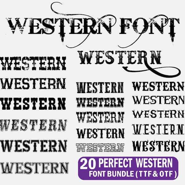 Western Font, Perfect Western Font Bundle, Cowboy Font, Wild Fest Font, Cricut Font,Otf and Ttf Font Files, Commercial Use, Instant Download