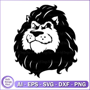 Lion Face Svg, Lion Head, Front Facing Lion, Lion png, vector, png, dxf, Lion Mascot Svg, Instant Download