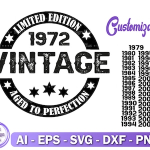 Bundle 1979-2009, Limited Edition, Aged to Perfection, Birthday svg, Sublimation Design, Instant Download, Cut file for Cricut, Silhouette