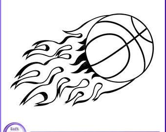 Flaming Basketball SVG: Fire Flames clipart (digitale bestanden)