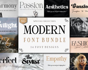 Modern Font Bundle, Handwritten Fonts, Procreate Fonts, Fonts For Cricut, Handwritten Fonts, Canva Fonts