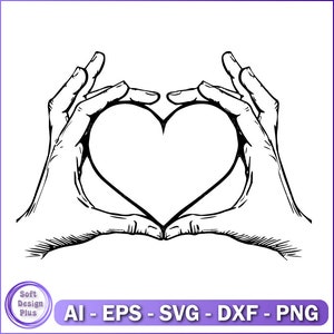 Hart handen svg, liefdeshanden svg, hart teken svg, liefde svg, Valentijnsdag svg, liefde svg, hartvorm handen, bestand knippen