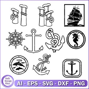 Anker SVG Bundle, NAUTIK SVG, Nautisches Bundle SVG, Segeln SVG, Anker SVG, Anker geschnitten Datei, sofortiger Download, Cricut, Silhouette