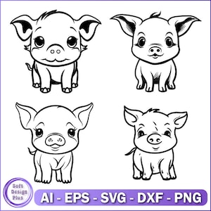 Baby Pig Svg bundle, Pig Face SVG, pig svg, Animal Svg file, Farm Animal Svg Cut Files for Cricut, Cute Pig Svg