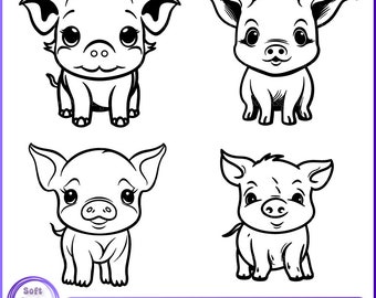 Baby Pig Svg bundle, Pig Face SVG, pig svg, Animal Svg file, Farm Animal Svg Cut Files for Cricut, Cute Pig Svg
